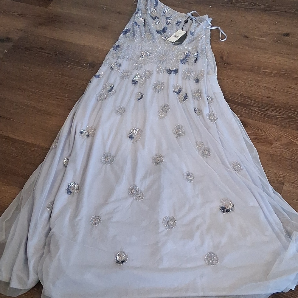 NWT! Adriana Papell One Shoulder Trumpet Gown Size 12 - Picture 5 of 12